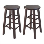 Winsome 24 Counter Stool Square Leg in Antique Walnut (Set of 2)