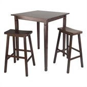 Winsome Kingsgate 3 Piece Square Pub Set in Antique Walnut Finish