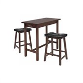 Winsome 3 Piece Rectangle Dining Set in Antique Walnut Finish