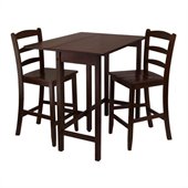 Winsome Lynnwood 3 Piece Square Dining Set in Antique Walnut Finish