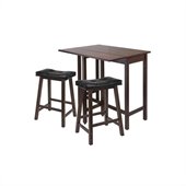 Winsome Lynnwood 3 Piece Drop Leaf Dining Set in Antique Walnut