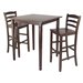 Winsome Kingsgate 3 Piece Square Pub Dining Set in Antique Walnut