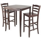 Winsome Inglewood 3 Piece Square Pub Dining Set in Antique Walnut