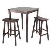 Winsome Inglewood 3 Piece Square Pub Dining Set in Antique Walnut