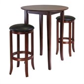 Winsome Fiona 3 Piece Round Pub Dining Set in Antique Walnut Finish
