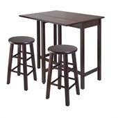 Winsome Lynnwood 3 Piece Kitchen Dining Set in Antique Walnut