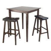 Winsome Kingsgate 3 Piece Square Pub Dining Set in Antique Walnut