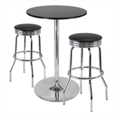 Winsome Summit 3 Piece Pub Set with Swivel Stools in Black