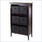 Winsome Toscana Storage Shelf with 6 Black Baskets in Espresso