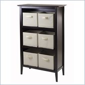 Winsome Toscana Storage Shelf with 6 Beige Baskets in Espresso