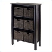 Winsome Liso Storage Shelf with 6 Small Baskets in Dark Espresso