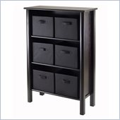 Winsome Liso Storage Shelf with 6 Black Baskets in Dark Espresso