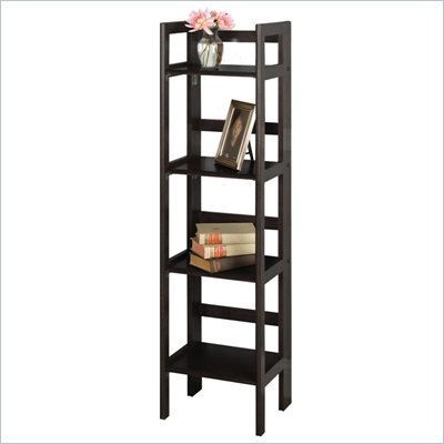 Winsome 52"H 4 Tier Folding Wood Bookshelf in Black Beechwood