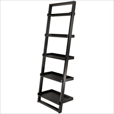 Winsome Bailey Leaning Shelf 5-Tier Ladder Bookcase in Black