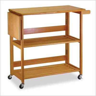 Winsome Foldable Butcher Block Kitchen Cart in Light Oak