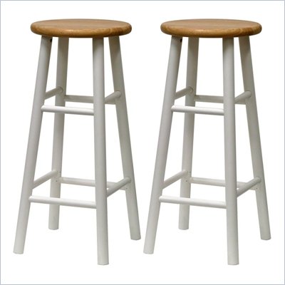 Winsome Basics 30" Bar Stools in Natural/White (Set of 2)
