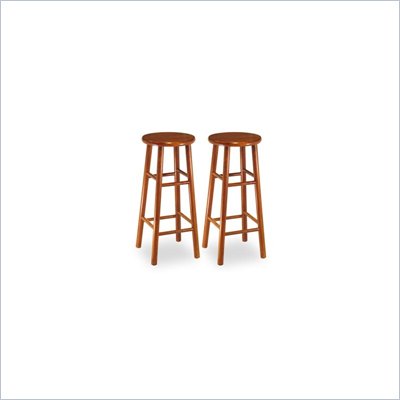 Winsome 30" Backless Bevel Seat Bar Stool in Cherry (Set of 2)