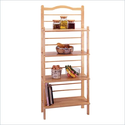 Winsome Solid Wood 4 Shelf Bakers Rack in Natural Finish
