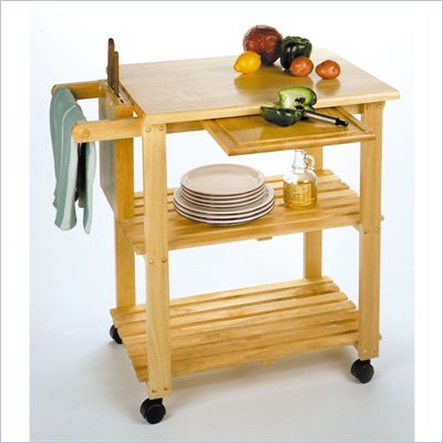 Winsome Utility Butcher Block Kitchen Cart in Natural Finish