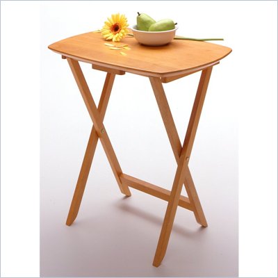 Winsome Basic Curved Rectangular TV Table in Honey Maple (Set of 4)