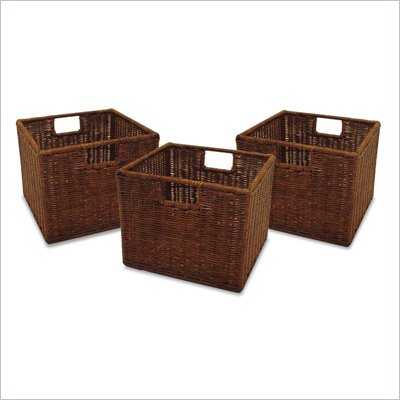 Winsome Small Wired Baskets in Antique Walnut (Set of 3)