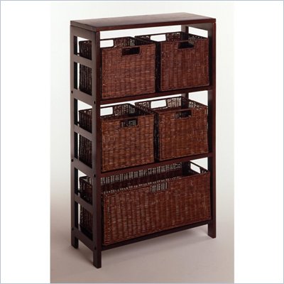 Winsome 6 Piece Set Shelf and Baskets in Espresso