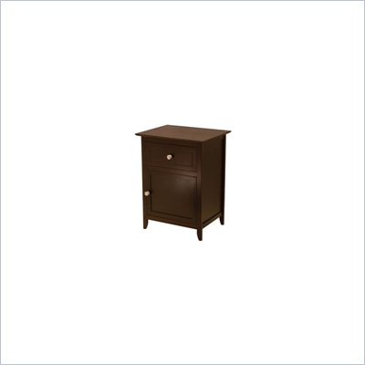 Winsome Nightstand with Cabinet and Drawer in Espresso