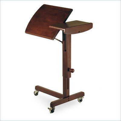 Winsome Home Office Cart with Adjustable Height and Swing Top in Antique Walnut