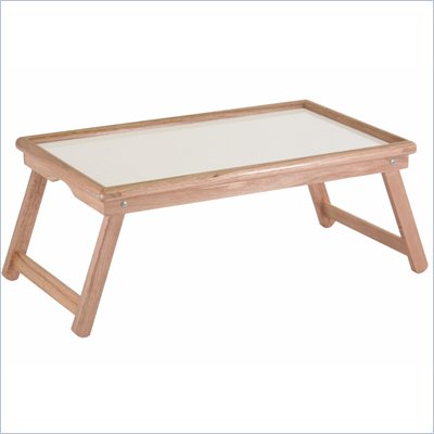 Winsome Breakfast Bed Tray, with Notched Handle in Natural and White Top