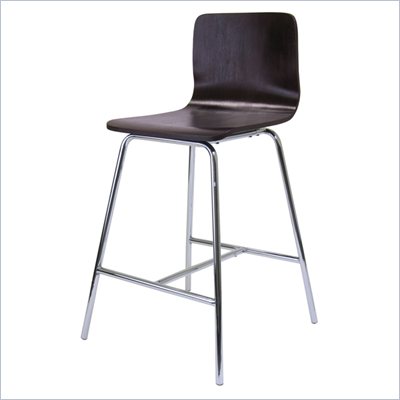 Winsome Archer 24" Counter Height Stool in Walnut and Chrome