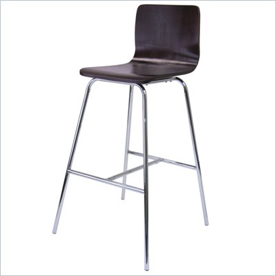 Winsome Archer 30" Bar Height Stool in Walnut and Chrome