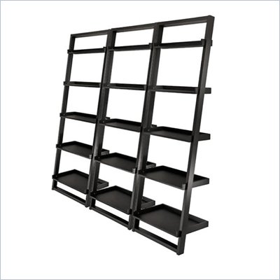 Winsome Bailey 5-Tier Ladder Bookcase Set in Black