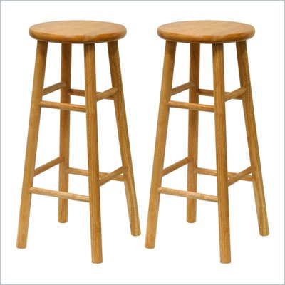 Winsome Basics 30" Natural Finish Bar Height Stools (Set of 2)