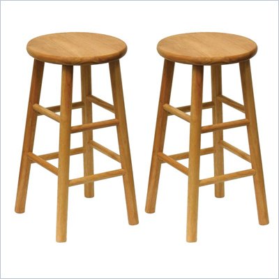 Winsome Basics 24" Natural Finish Counter Height Bar Stools (Set of 2)