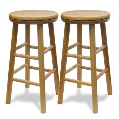 Winsome Basics 24" Beechwood Counter Height Swivel Bar Stools (Set of 2)