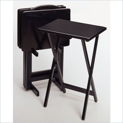 Winsome Black Beechwood 5 Piece TV Table with Stand