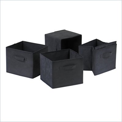 Winsome Capri Foldable Fabric Baskets in Black (Set of 4)