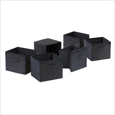 Winsome Capri Foldable Fabric Baskets in Black (Set of 6)