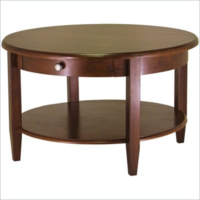 Winsome Concord Round Wood Coffee Table in Antique Walnut