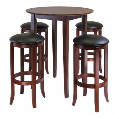 Winsome Fiona 5 Pieces Round High/Pub Table Set in Antique Walnut