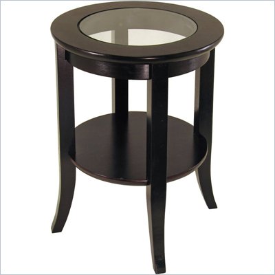Winsome Genoa Espresso Wood Dark Brown End Table with Glass Top
