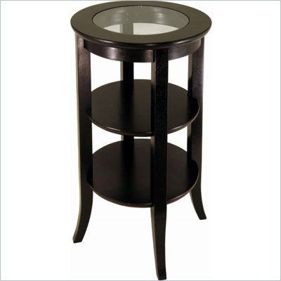 Winsome Genoa Espresso Wood End Table with Glass Top