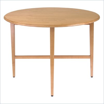 Winsome Hannah 42" Round Drop Leaf Casual Dining Table in Light Oak Finish