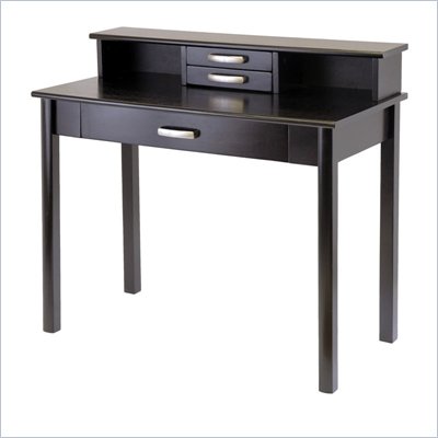 Winsome Liso Solid Wood Writing Desk with Hutch in Espresso - 92271
