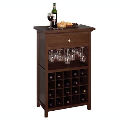 Winsome Regalia 20 Bottle Wine Cabinet in Antique Walnut
