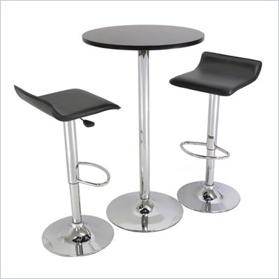 Winsome Spectrum Backless 3 Piece Pub Set in Black & Chrome Finish