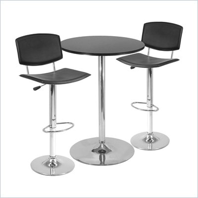 Winsome Spectrum Bar Height Pub Table w/ 2 Adjustable Air Lift Stools in Black/Metal