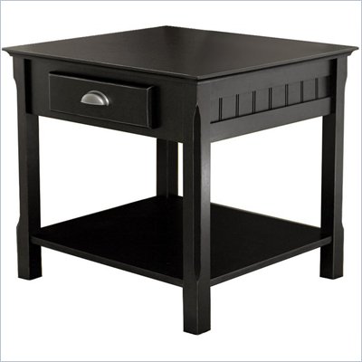 Winsome Timber Solid Wood End Table/Nightstand in Black