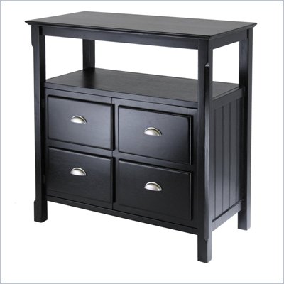 Winsome Timber Solid Wood Buffet Table in Black