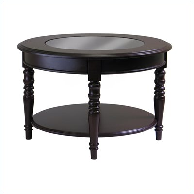 Winsome Whitman Coffee Table with Round Glass Top in Cappuccino
